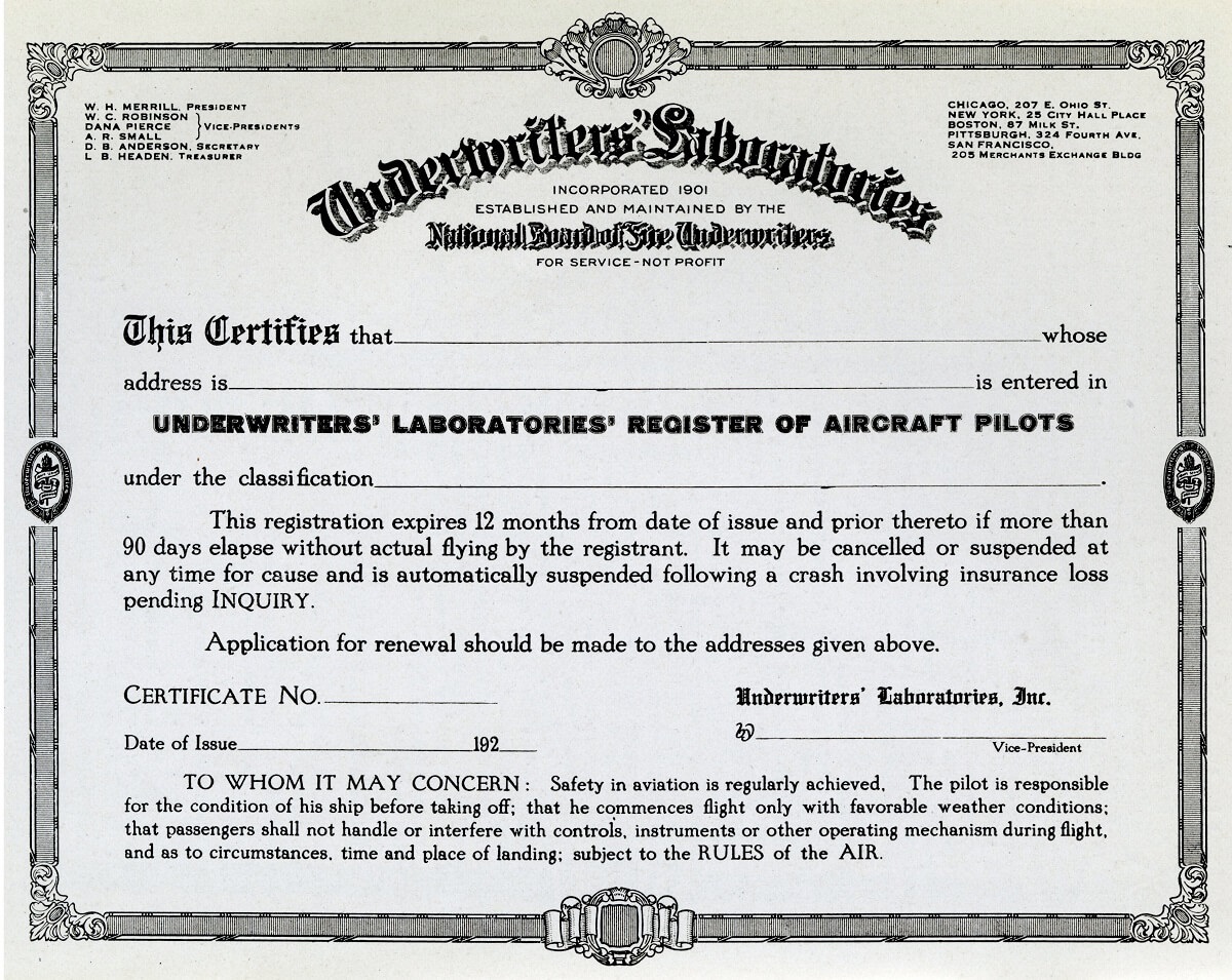 UL Pilot Certificate | UL Archives